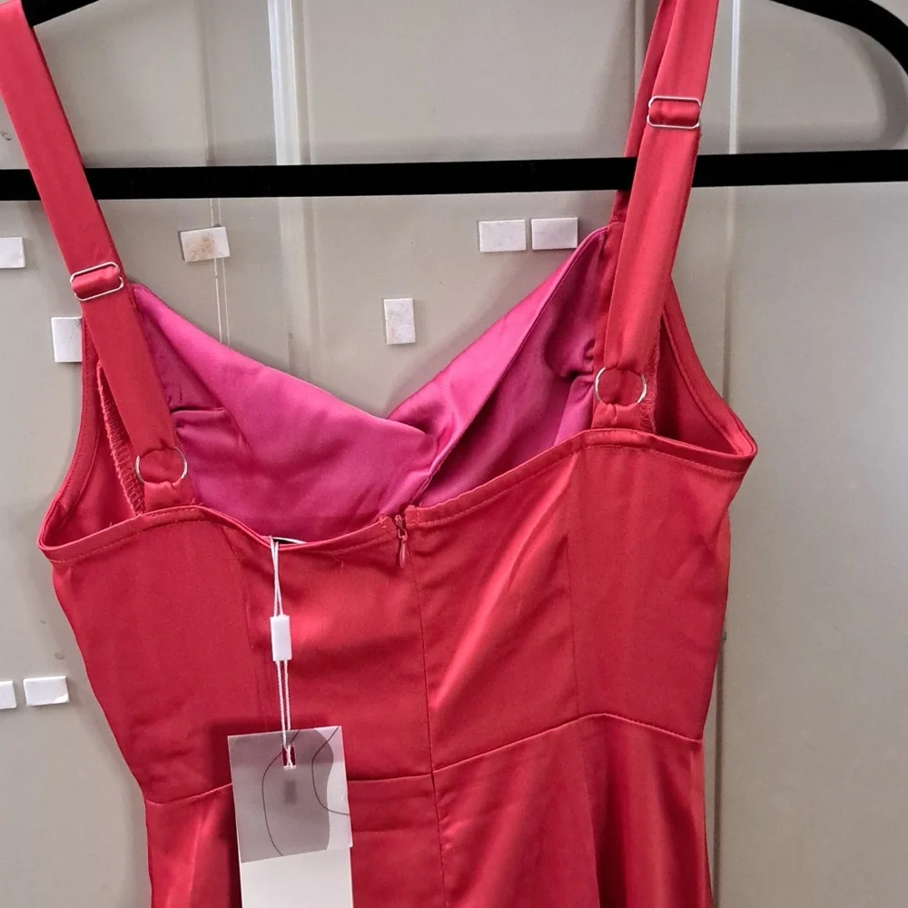 Micas Two-tone Satin Red Dress NWT - Picture 13 of 13
